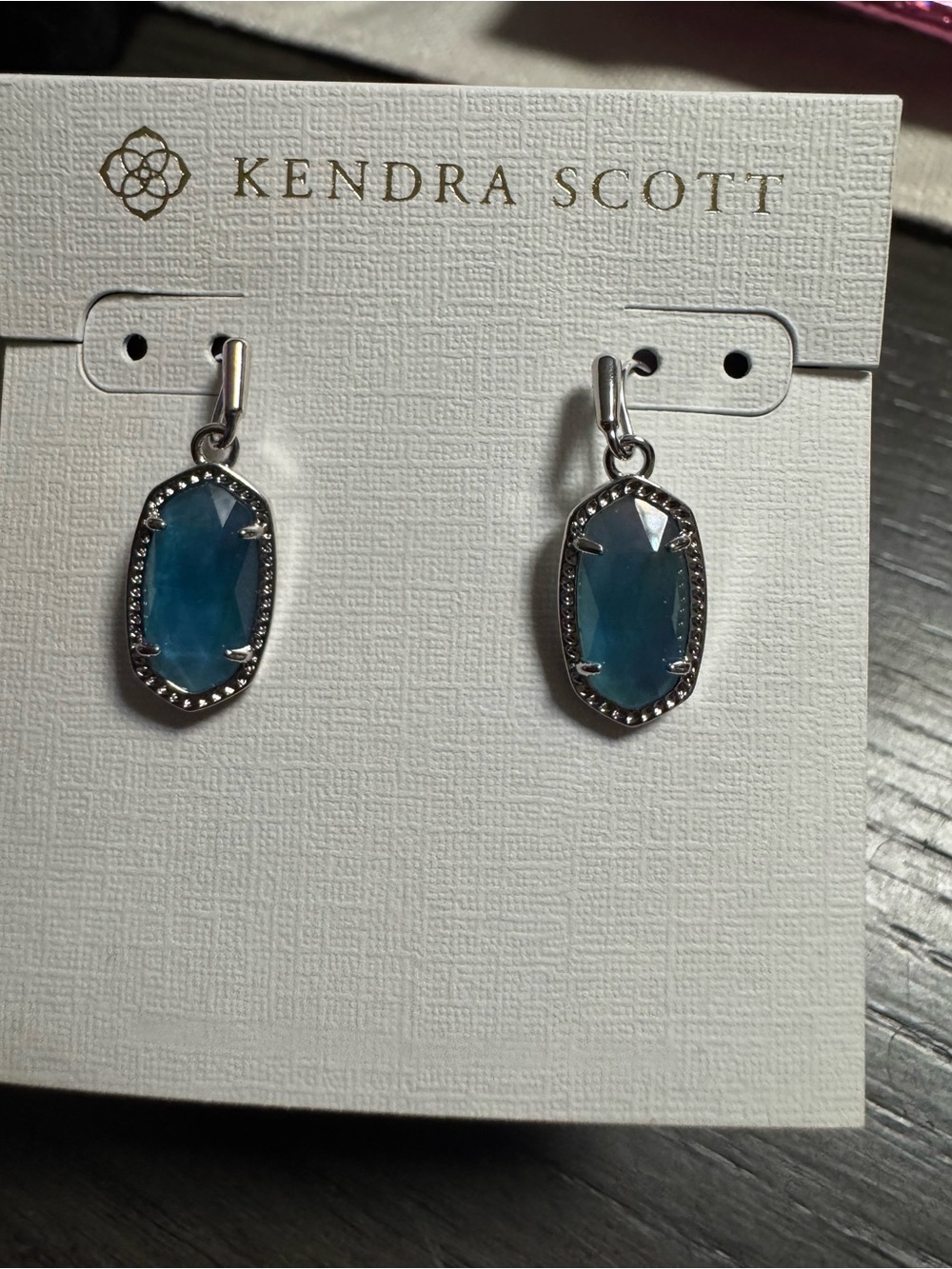 Lee Blue Faceted Drop Earrings in Silver-Tone Setting